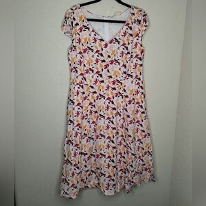 Wayward Fancies eShakti Cap Sleeve V-Neck Midi Dress Size 1X